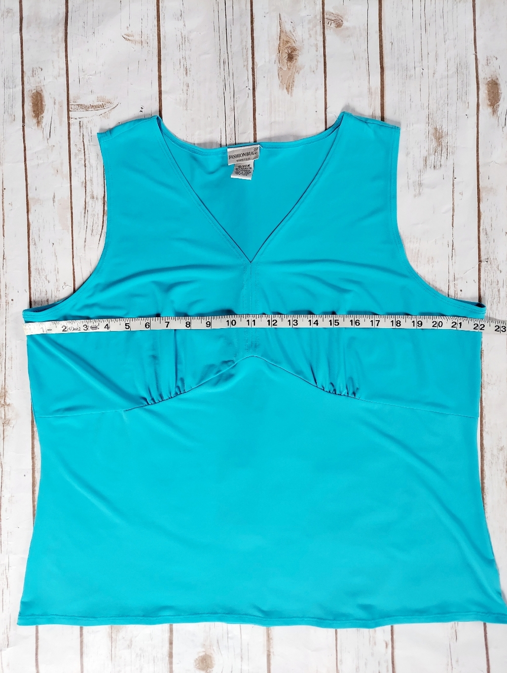 🔴3/$15 Fashion Bug Sexy V-Neck Sleeveless Turquoise Top Women's 18/20W - Picture 6 of 8